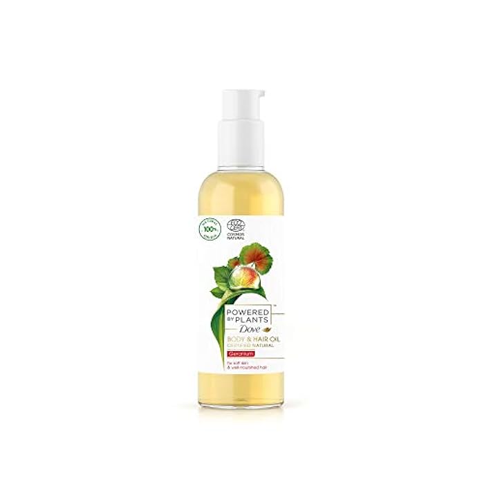 Dove Powered by Plants Body & Hair Oil Geranium mit pflanzenbasierten Wirkstoffen für weiche Haut und gepflegtes Haar, 100 ml - Image 4