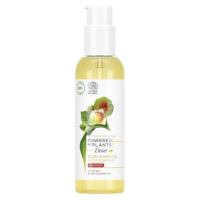 Dove Powered by Plants Body & Hair Oil Geranium mit pflanzenbasierten Wirkstoffen für weiche Haut und gepflegtes Haar, 100 ml - Image 1