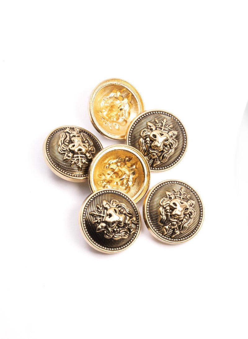 26pcs Lion Design Round Metal Button Set. Sewing metal Button for Dress. (Gold Black Color)  - Image 2