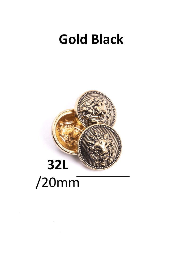 26pcs Lion Design Round Metal Button Set. Sewing metal Button for Dress. (Gold Black Color)  - Image 5