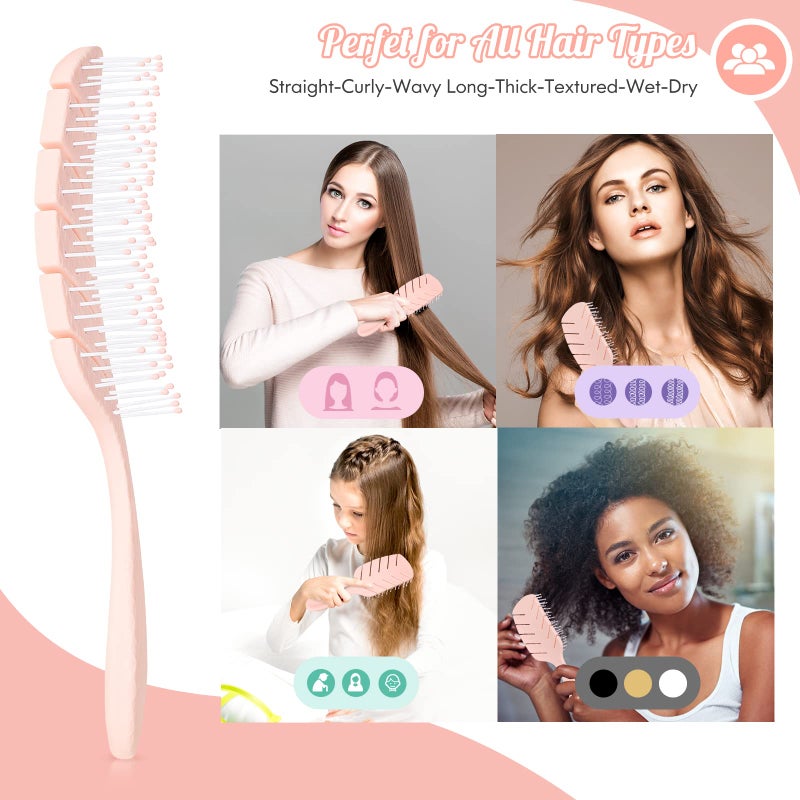 Sofmild Hair Brush,Curved Vented Paddle Detangle Brush for Faster Blow Drying,Soft Flexible Bristles Glide Thru Tangles with Ease, Detangling Styling Hair Brushes for Women Curly Thick Wet Hair - Image 5
