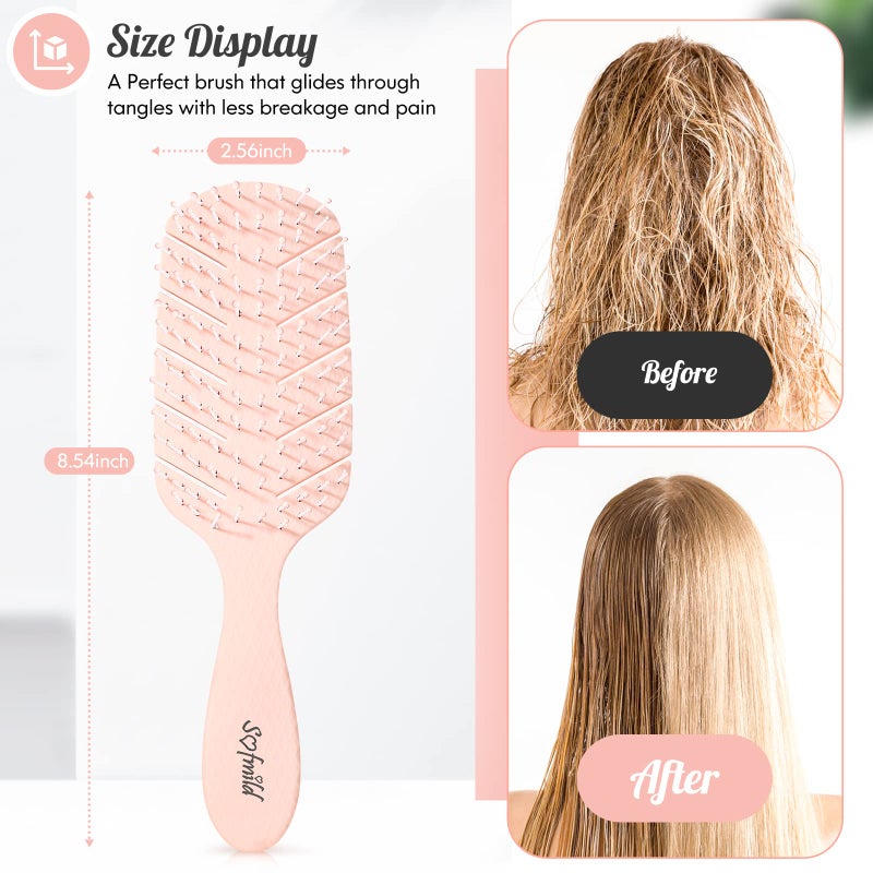 Sofmild Hair Brush,Curved Vented Paddle Detangle Brush for Faster Blow Drying,Soft Flexible Bristles Glide Thru Tangles with Ease, Detangling Styling Hair Brushes for Women Curly Thick Wet Hair - Image 3