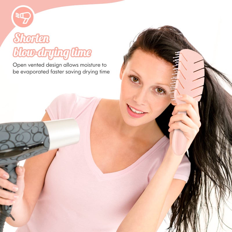 Sofmild Hair Brush,Curved Vented Paddle Detangle Brush for Faster Blow Drying,Soft Flexible Bristles Glide Thru Tangles with Ease, Detangling Styling Hair Brushes for Women Curly Thick Wet Hair - Image 4