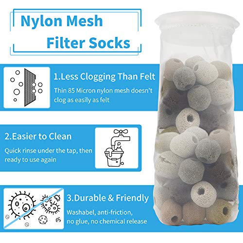 Conie ZCONIEY Filter Socks 180 Micron 4 Inch Opening x 14 Inch Long Aquarium Nylon Filter Bags Felt Filter 3Pack - Image 2