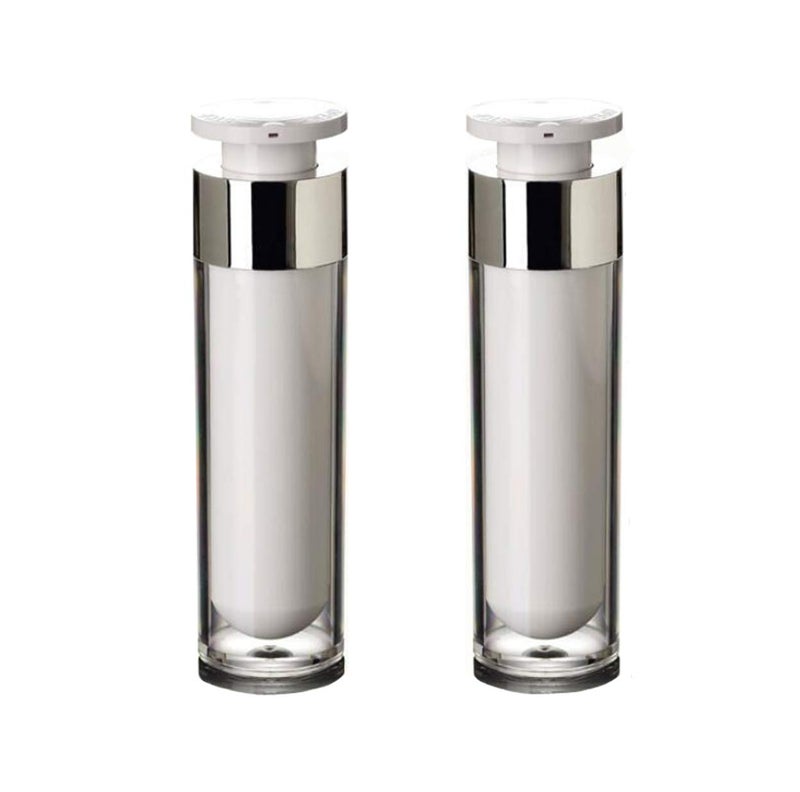 2PCS Empty Acrylic Airless Vacuum Pump Cream Lotion Vial Bottle Jars Bayonet Eyecream Toner Cosmetic Toiletries Liquid Storage Hoder Containers Makeup Foundation Dispenser(50ml/1.7oz)