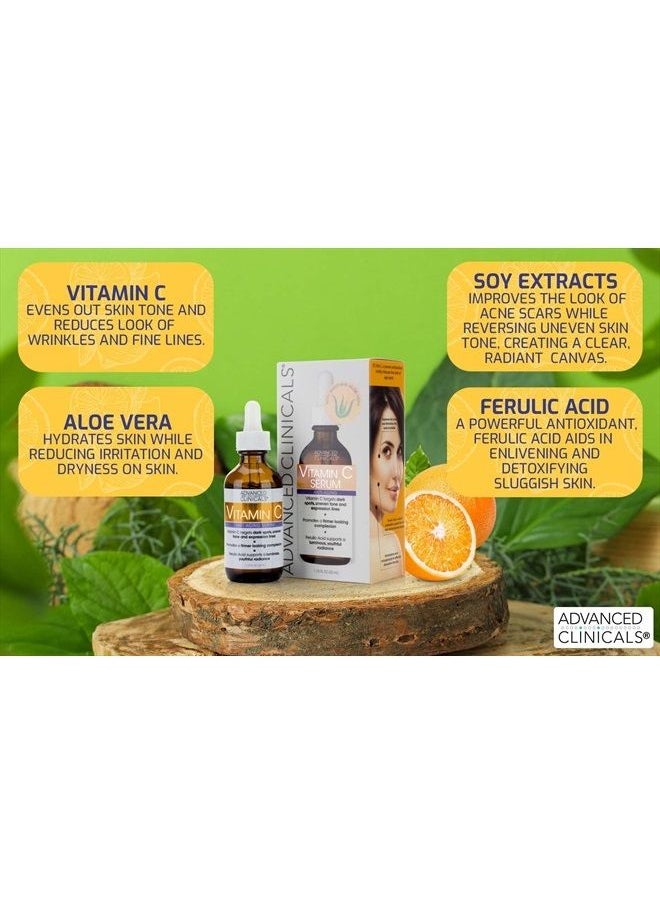 Advanced Clinicals - Vitamin C Body Lotion + Potent Vitamin C Serum 2pc Bundle | Face Serum & Body Cream Brightening Skin Care Set & Kits For Wrinkles, Dark Spots, Dry Skin, & Uneven Skin Tone, 2-Pack - Image 1