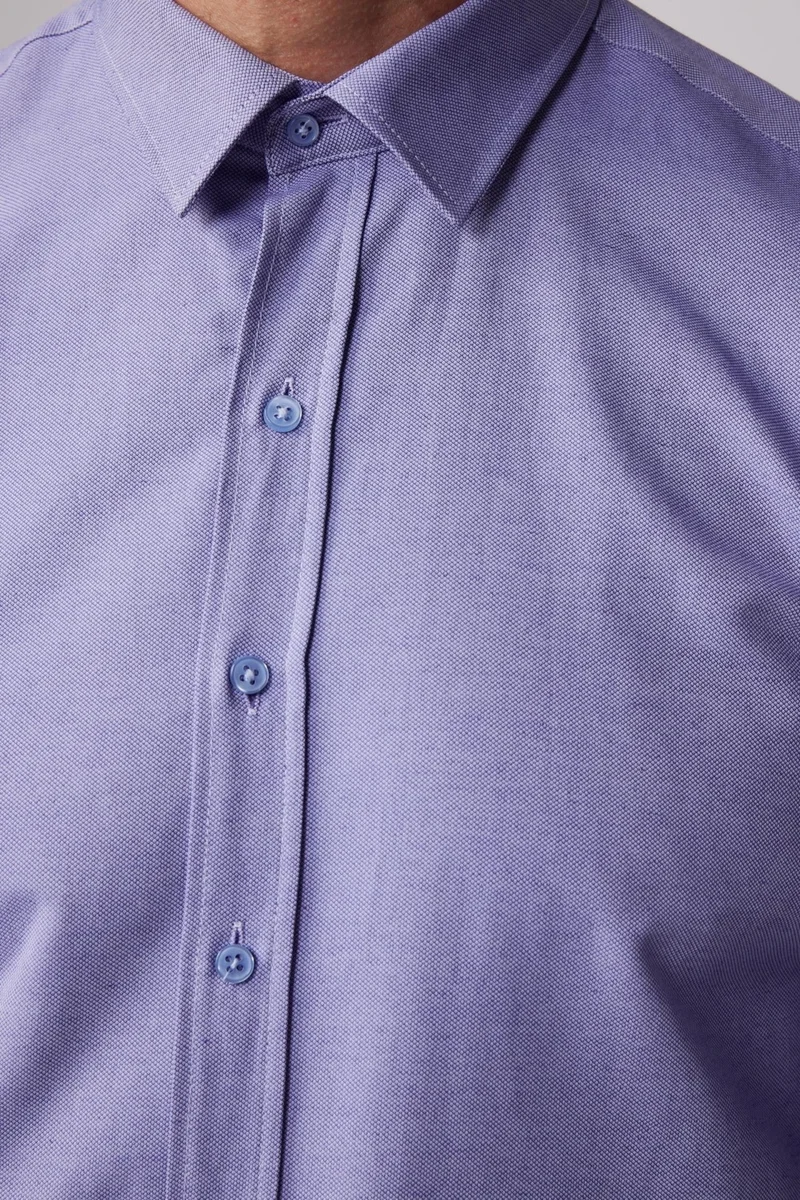تودورس Modern Slim Fit Cotton Easy-Iron Dobby Blue Men's Shirt