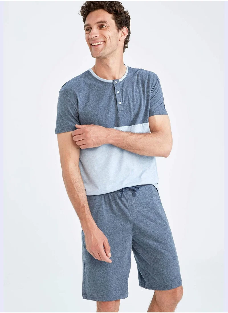DeFacto Regular Fit Short Sleeve Colour Block Lounge Set