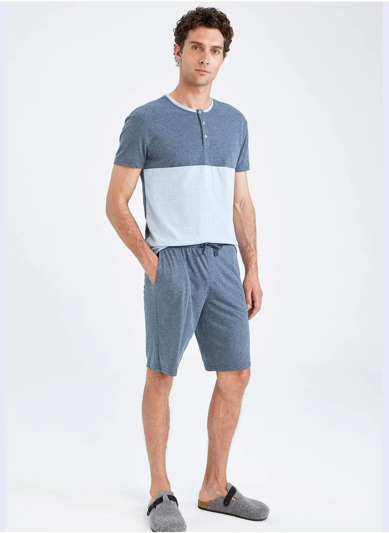 ديفاكتو Regular Fit Short Sleeve Colour Block Lounge Set