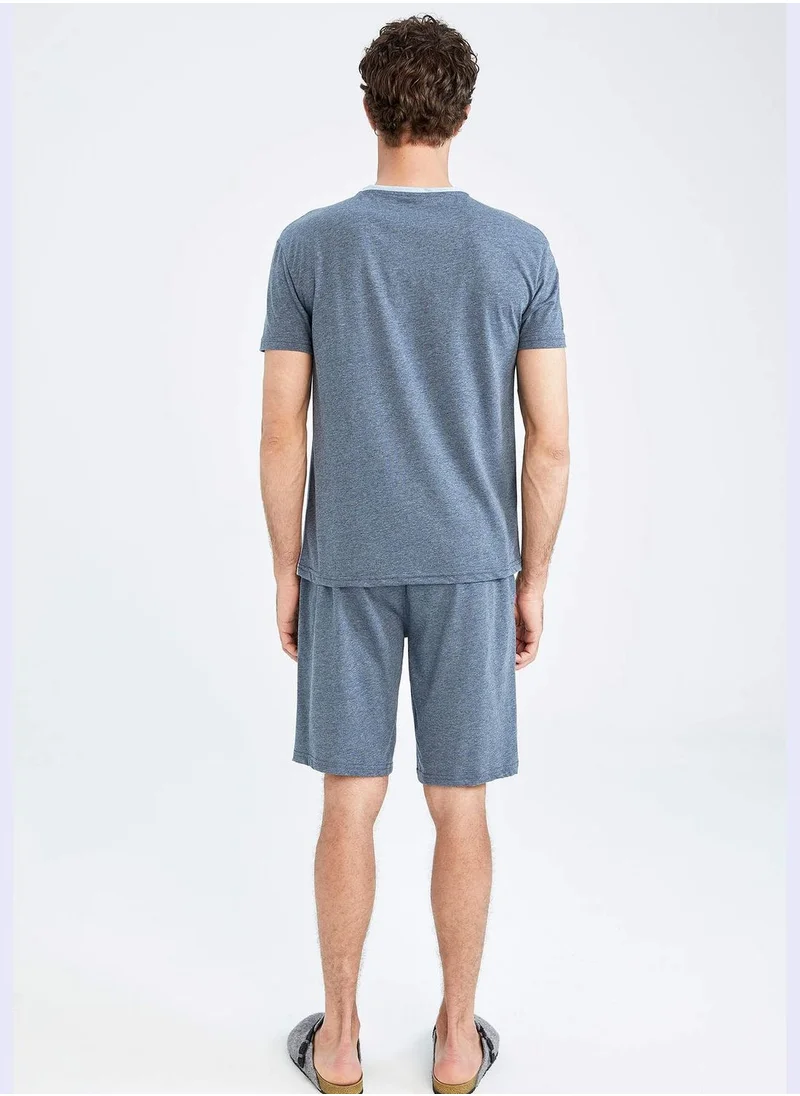 DeFacto Regular Fit Short Sleeve Colour Block Lounge Set