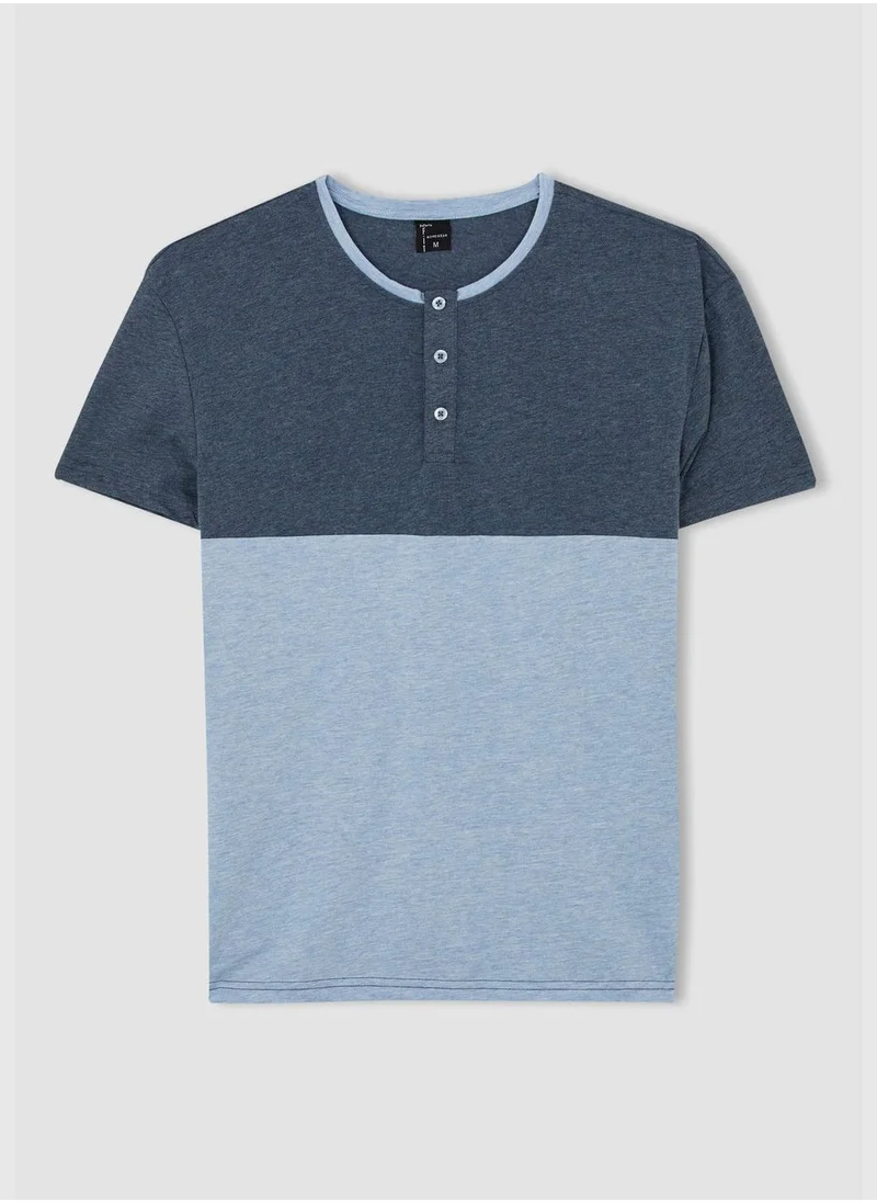 DeFacto Regular Fit Short Sleeve Colour Block Lounge Set