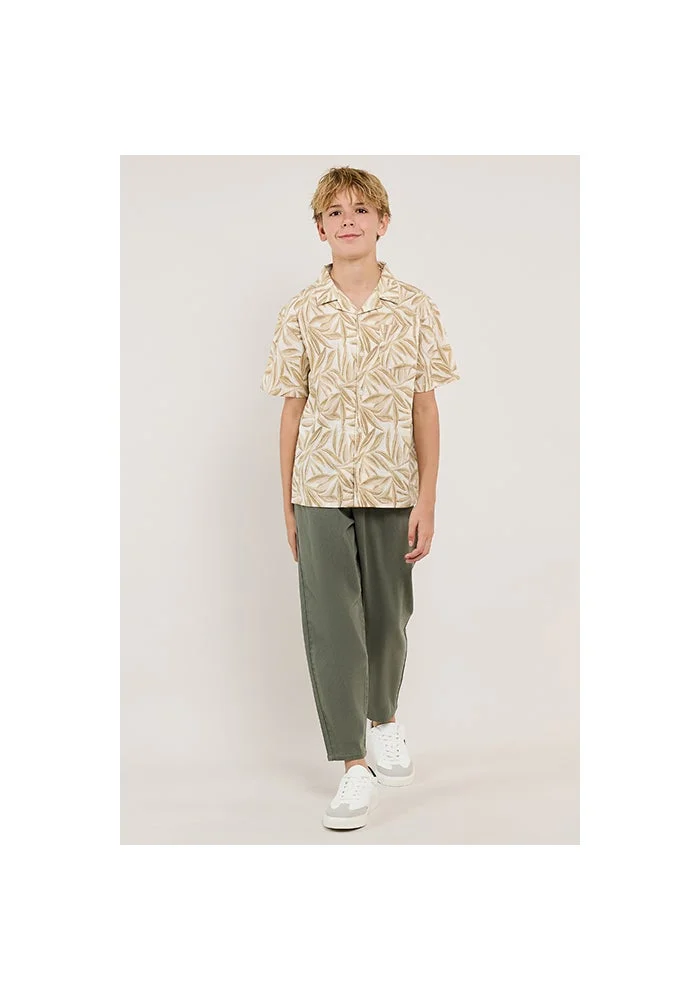أر أند بي Patterned Shirt with Reverse Collar and Short Sleeves