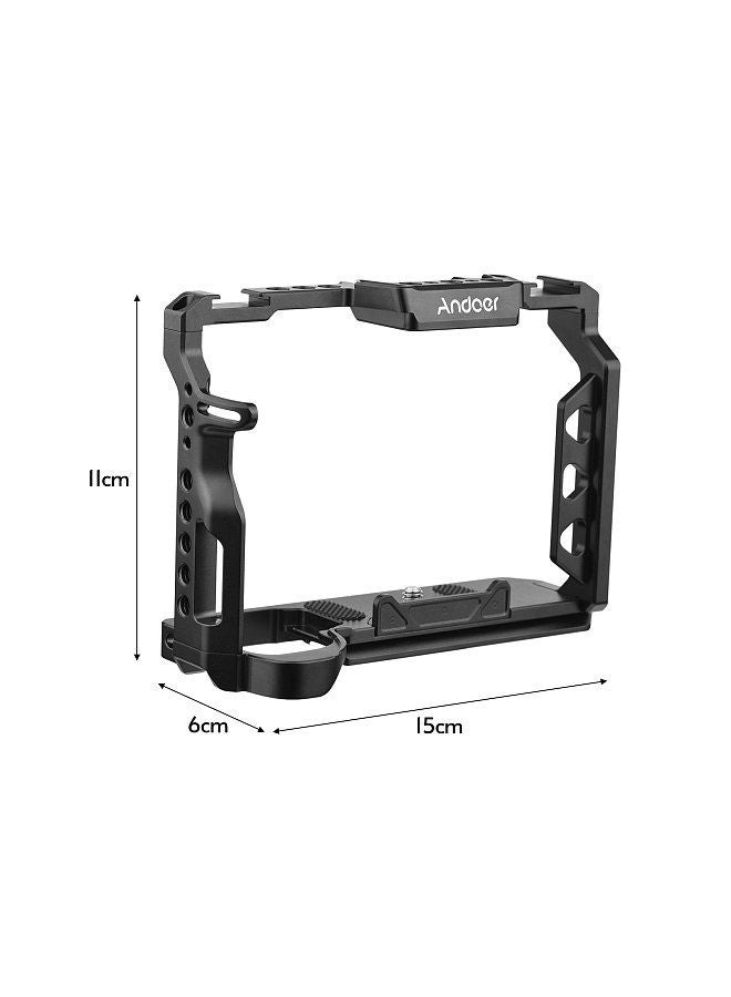 ANDOER Andoer Aluminum Alloy Camera Cage with 1/4 Inch Screws Holes Cold Shoe Mounts Replacement for Sony A7 IV  - Image 3