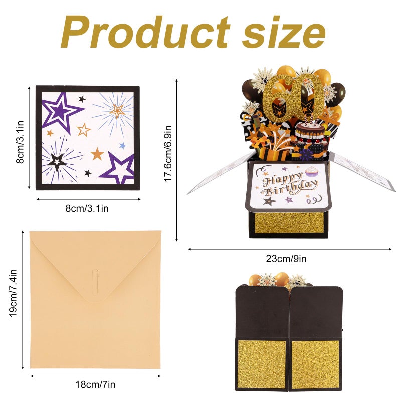 NQEUEPN Happy 60th Birthday Pop-Up Card, Multicolored 60 Year Old Birthday 3D Cards with Envelopes Cool Sixty Birthday Popup Box Best 60th Birthday Gift Ideas for Men Women - Image 2