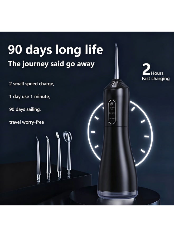 MORTICO Water Flosser For Teeth Cordless 330Ml Portable Oral Irrigator Flosser 3 Cleaning Modes And 4 Jet Tips, Ipx7 Waterproof Black - Image 3