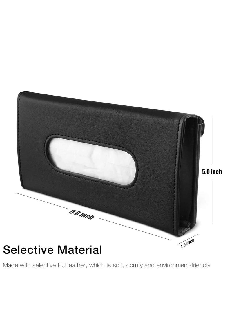 SYOSI Car Tissue Holder, Sun Visor Napkin PU Leather Paper Towel Case Holder for Seat Back/Vehicle Side Door - Image 4