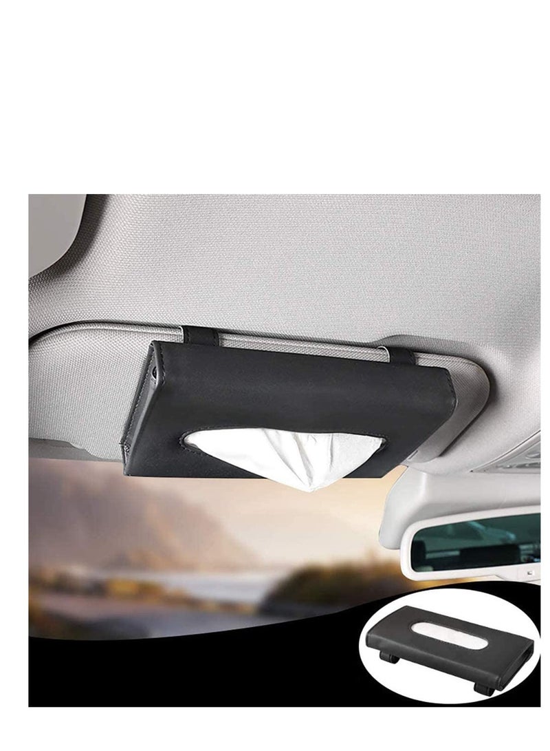 SYOSI Car Tissue Holder, Sun Visor Napkin PU Leather Paper Towel Case Holder for Seat Back/Vehicle Side Door - Image 1