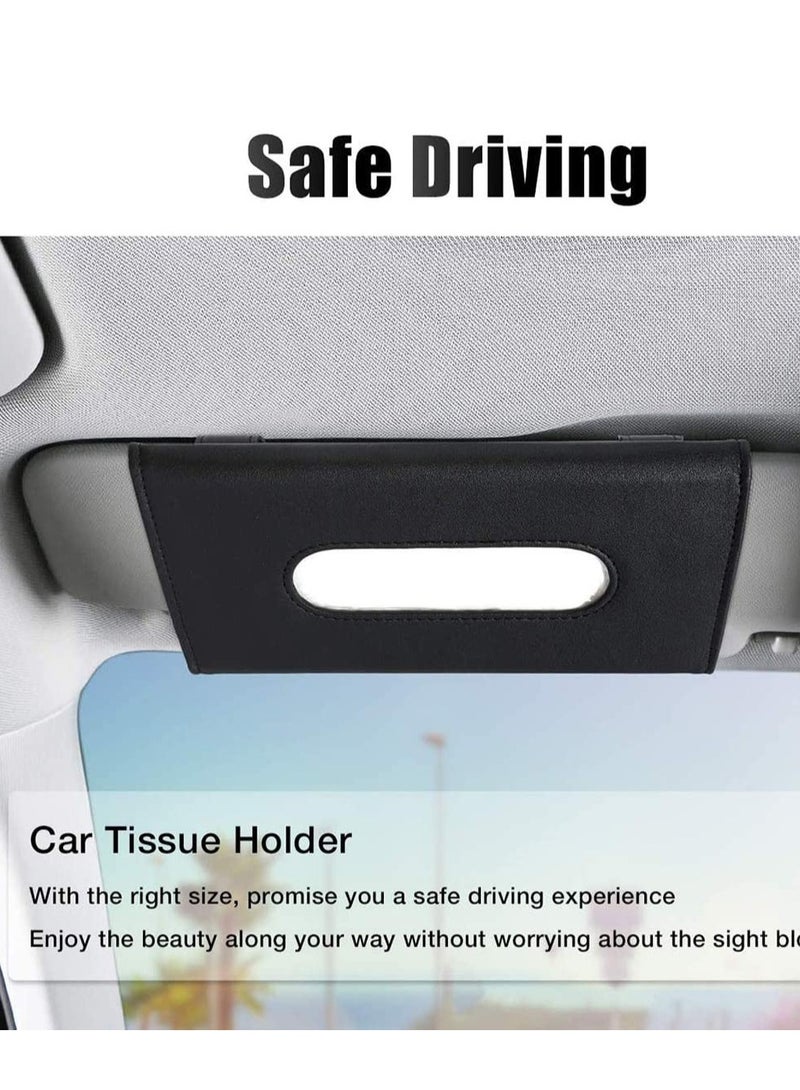 SYOSI Car Tissue Holder, Sun Visor Napkin PU Leather Paper Towel Case Holder for Seat Back/Vehicle Side Door - Image 3