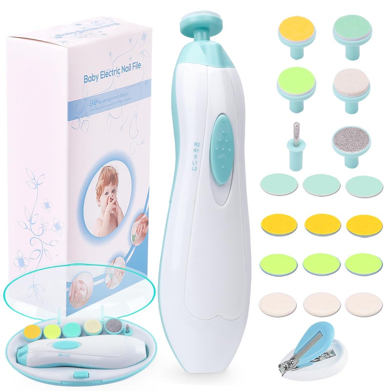 Consevisen Baby Nail Trimmer Electric Nail File Baby Nail Clippers, 20 in 1 Safe Nail Filer Grinder Kit for Newborn Infant Toddler Kids or Adults Toes Fingernails Care Trim Polish, Led Light and Grinding Heads - Image 1