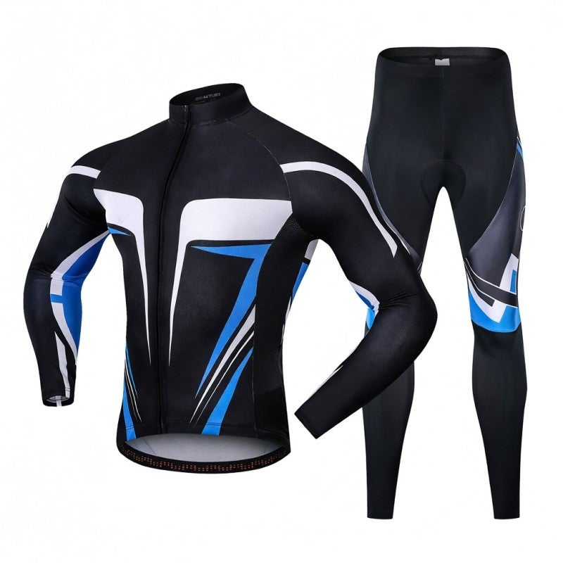 REALTOO Breathable Cycling Jersey: M Size Breathable Polyester Fabric - 3 Rear Pockets Cycling Apparel Set for Long-Time Cycling, Night Riding Enthusiasts - Image 1