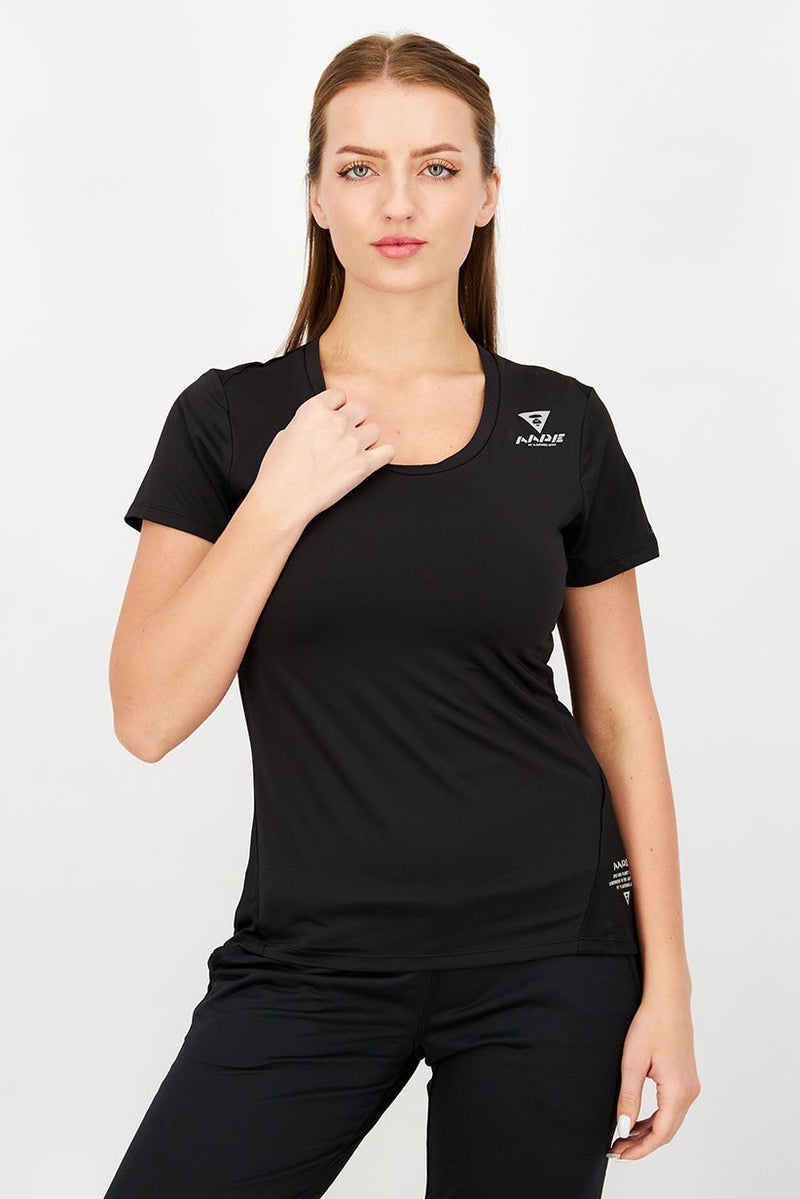 Aape By A Bathing Ape تي شيرت تدريب قصير الأكمام للنساء، أسود - Image 1