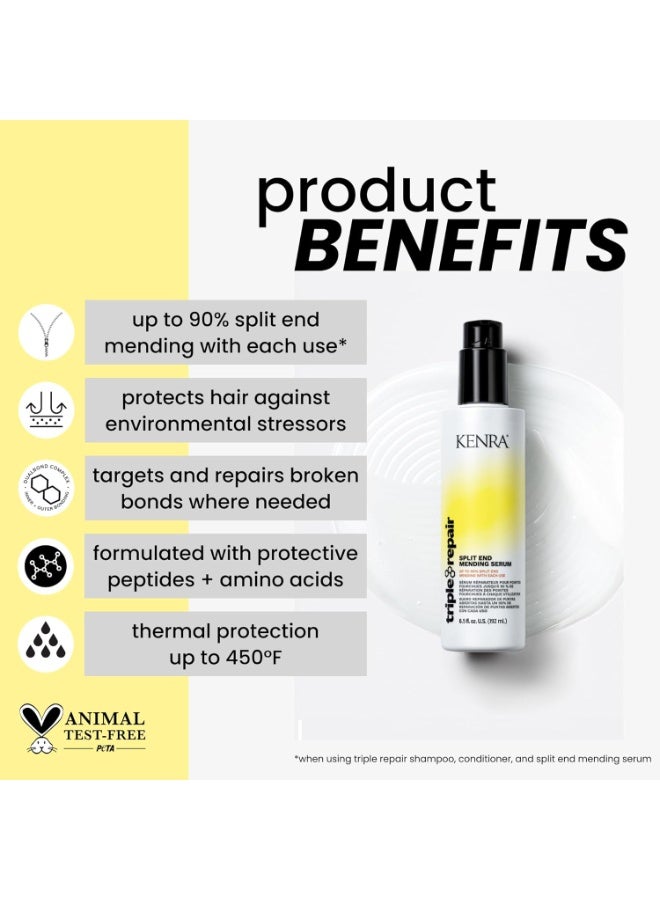 Kenra Triple Repair Split End Mending Serum | Up to 90% Split End Mending with Each Use | Targets & Repairs Weak or Broken Bonds | Split Ends | Damaged Hair | Bond Builder| Sulfate-Free | 6.5 fl. oz. - Image 5