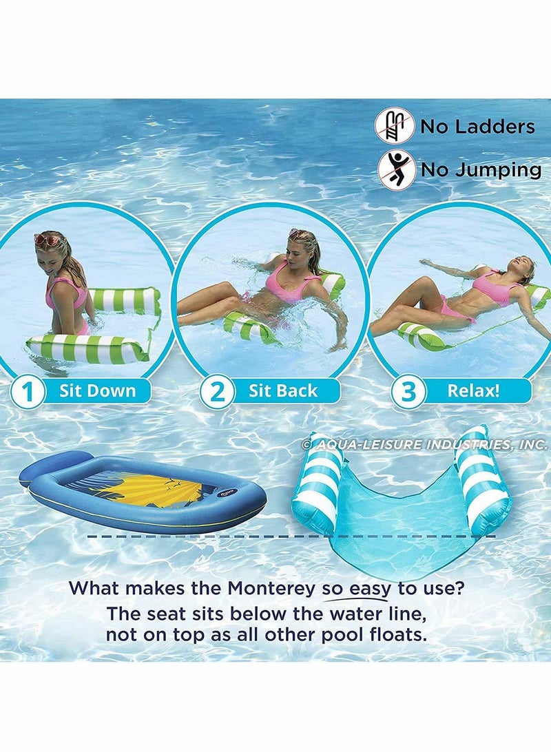 SOLARAE طوف حمام سباحة قابل للنفخ 4 في 1، حمام سباحة متعدد الأغراض (سرج، كرسي استرخاء، أرجوحة، طوف) كرسي حمام سباحة، أرجوحة مائية محمولة - Image 5