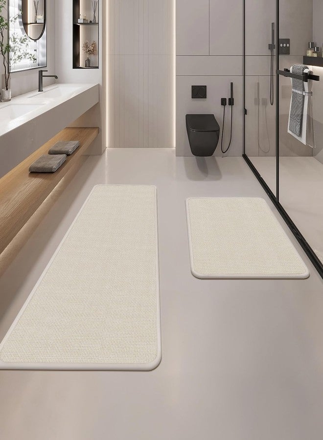 Housego Bathroom Mat Rug 2-Piece Set, Bath Mats Absorbent & Quick-Dry Bath Mat Rubber Backed Non-Slip Floor Mat for Bathroom Kitchen, 17''x24''+17''x47'', Beige, 2PC - Image 1