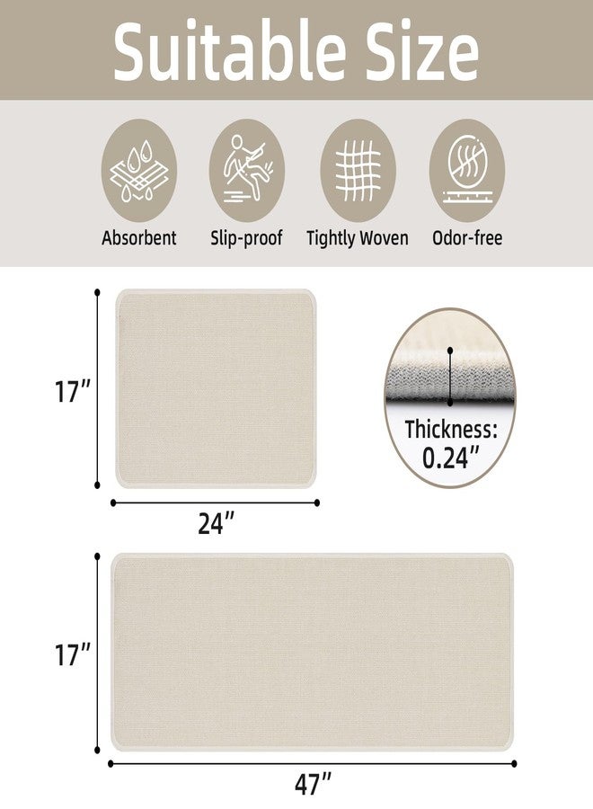 Housego Bathroom Mat Rug 2-Piece Set, Bath Mats Absorbent & Quick-Dry Bath Mat Rubber Backed Non-Slip Floor Mat for Bathroom Kitchen, 17''x24''+17''x47'', Beige, 2PC - Image 4