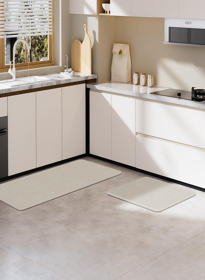 Housego Bathroom Mat Rug 2-Piece Set, Bath Mats Absorbent & Quick-Dry Bath Mat Rubber Backed Non-Slip Floor Mat for Bathroom Kitchen, 17''x24''+17''x47'', Beige, 2PC - Image 2