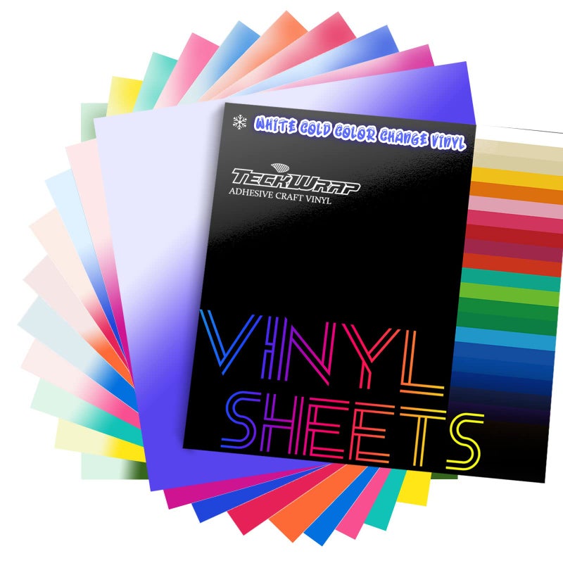 TECKWRAP Color Changing Vinyl Permanent Adhesive Vinyl 10 ColorsPack Cold Permanent Vinyl Sheets  12 x 12 Vinyl Sheets Cold Sensitive for Stickers Decals Cups Water Bottles