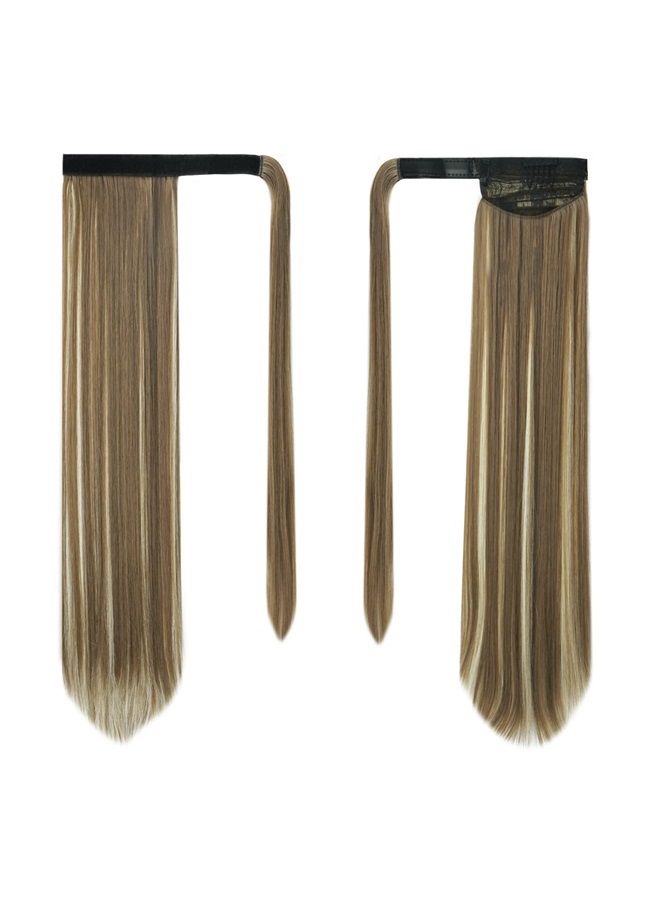 BARSDAR 26 Inch Ponytail Extension Long Straight Wrap Around Clip in Synthetic Fiber Hair for Women - Image 2