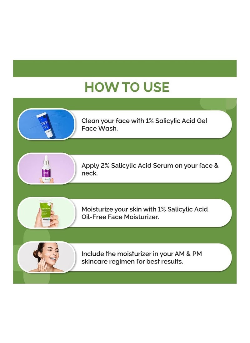 ذا ديرما كو مرطب الوجه الخالي من الزيوت بحمض الساليسيليك 1% من The Derma Co مع مستخلص الشوفان لحب الشباب النشط - 50 جم  - Image 5