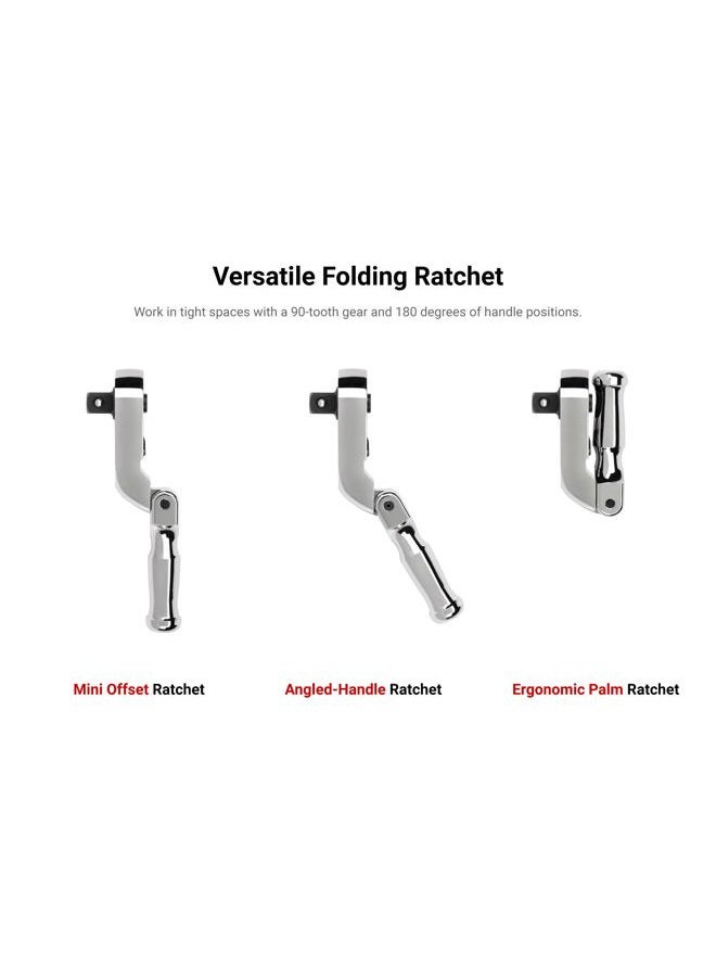 Tekton 3/8 Inch Drive Folding Quick-Release Ratchet | SRH35104 - Image 2