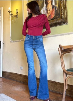 Flare - High-Waist Double Button Medium Blue Jeans - pzsku/ZB88CE13B9BBFE3A60896Z/45/_/1740838660/dc8b28c2-eabc-4079-b4c1-e965cc464e2f