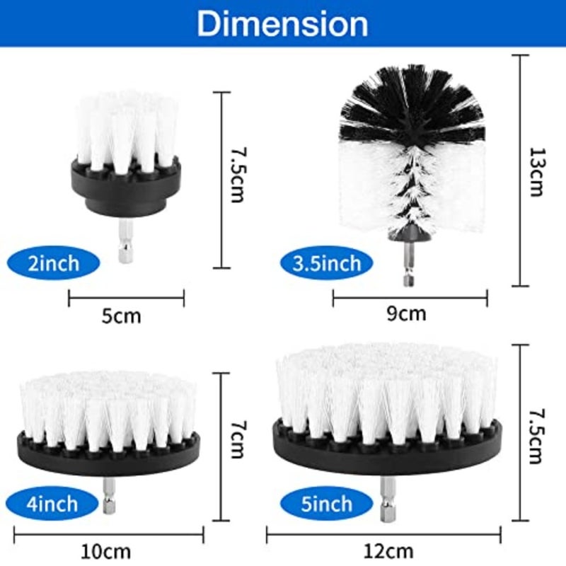 Unbekannt Drill Cleaning Brush, 4 Pieces Rotating Brush Cleaning 2/3.5/4/5 Inch for Electric Drill, Drill, Soft Bristle Cleaning for Carpet White - Image 2