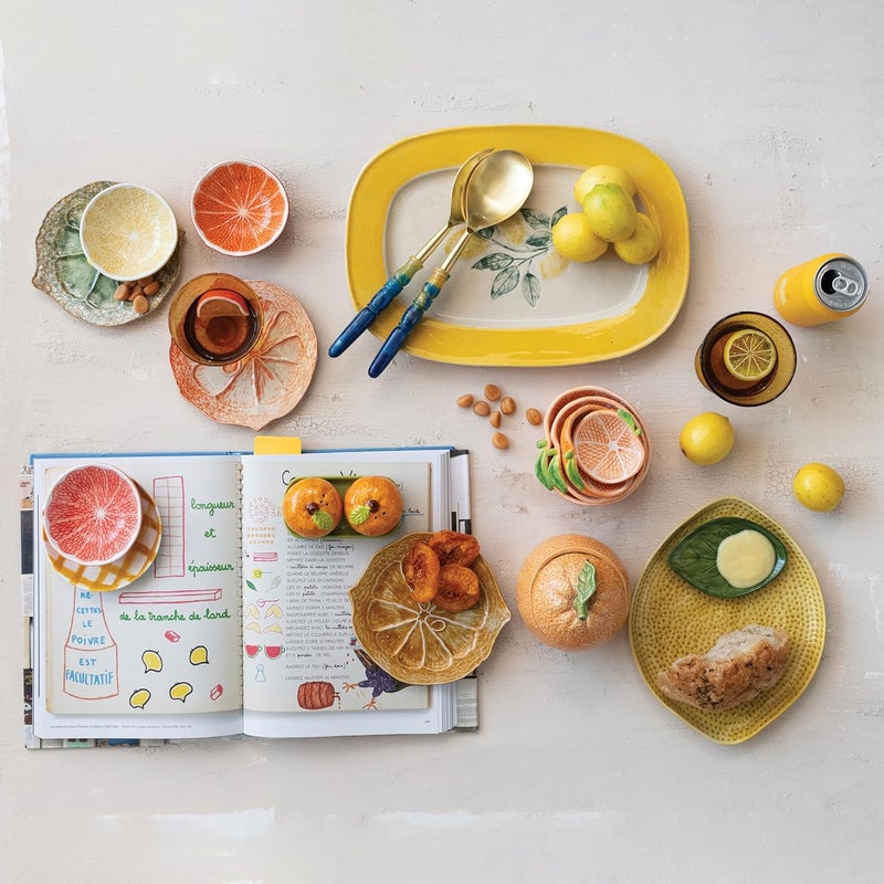 Creative CoOp Stoneware Plate with Lemons Yellow Each One Will Vary - Image 3