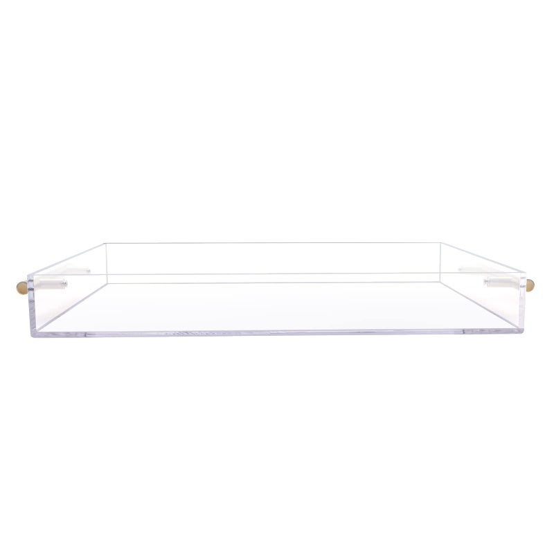 Moonlit Pond 12"x16" Clear Acrylic Serving Tray with Golden Handles, Sturdy Huge Capacity Acrylic Tray for Coffee, Juice, Kitchen and Desk Organizer, Storage Tray (12"x16") - Image 4