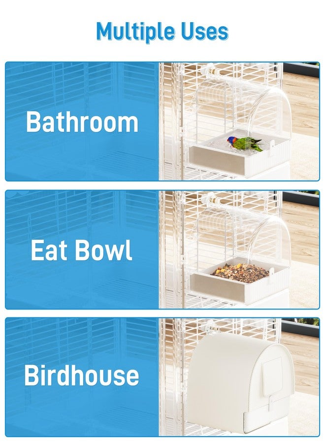 BUCATSTATE Hanging Bird Bath for Cage, 3 in 1 Multifunction Bird Bath/Bowl/House, Bird Cage Accessories Suitable for Small to Medium Birds, Like Lovebirds, Finches, Parakeets, Mannikin - Image 4
