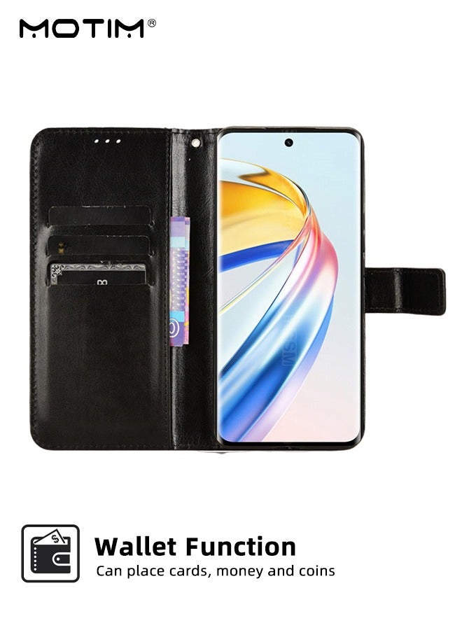 Motim Honor X9b 5G Wallet Case, Leather Honor X9b Case with Folding Bracket Card Insertion, Shockproof Anti-drop Kickstand Card Holder 2 in 1 - Image 2