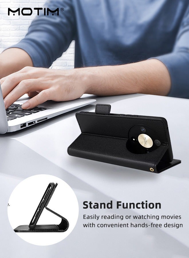 Motim Honor X9b 5G Wallet Case, Leather Honor X9b Case with Folding Bracket Card Insertion, Shockproof Anti-drop Kickstand Card Holder 2 in 1 - Image 3