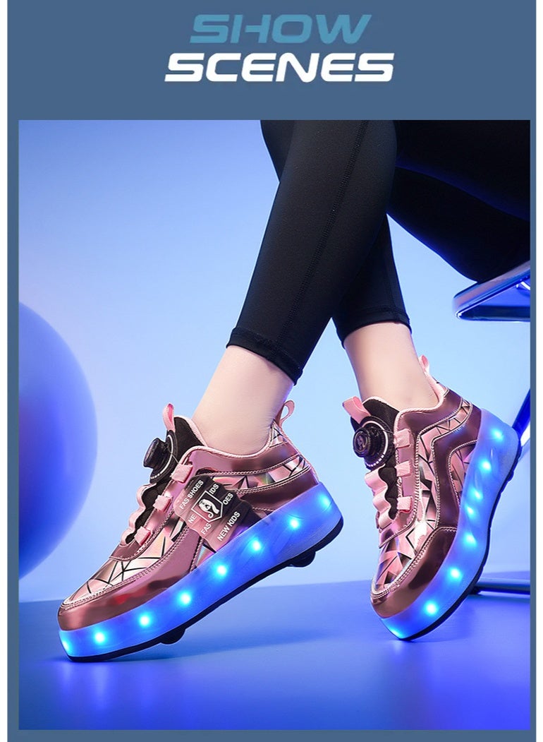 إسكدنيا Kids Roller Skates Shoes 4 Wheels Roller Shoes Boys Girls Wheel Shoes Roller Sneakers Shoes for Beginner More Balanced - Image 2