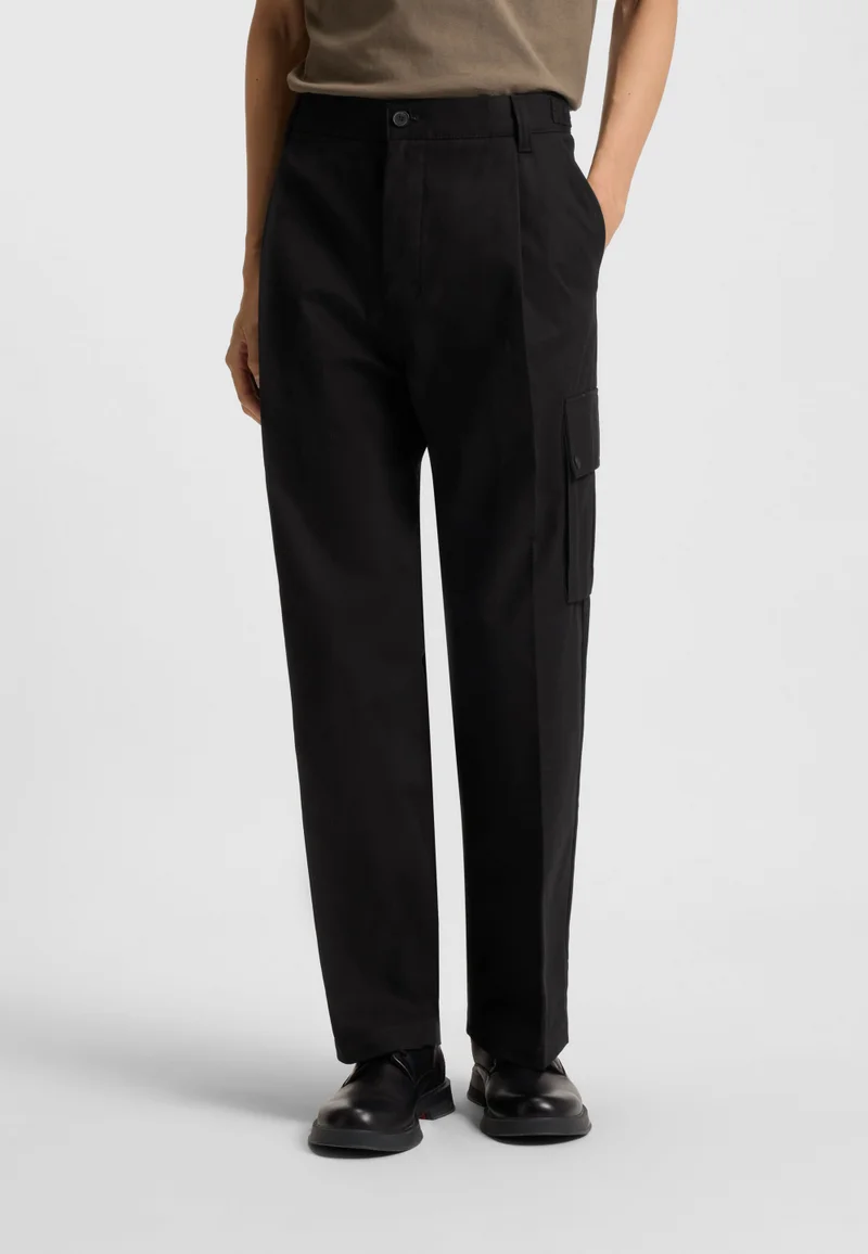 هوجو Slim-fit cargo trousers in mercerised cotton