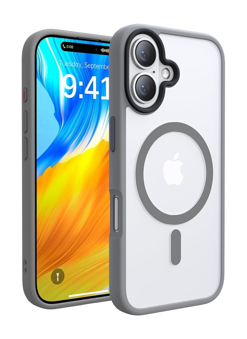 Denx - Magnetic Case for iPhone 16, Drop Tested Shockproof, Translucent Hard Back, Slim Case Cover, Compatible With MagSafe (Natural Titanium) - Image 1