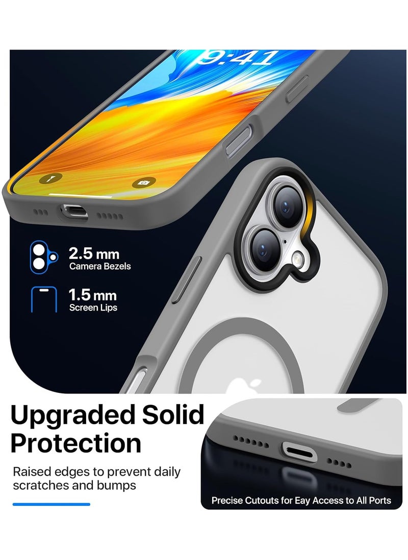 Denx - Magnetic Case for iPhone 16, Drop Tested Shockproof, Translucent Hard Back, Slim Case Cover, Compatible With MagSafe (Natural Titanium) - Image 1