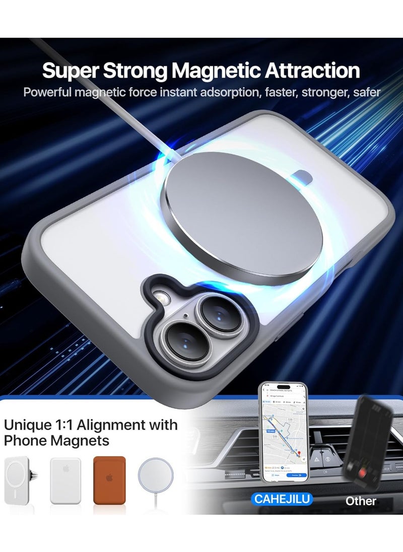 Denx - Magnetic Case for iPhone 16, Drop Tested Shockproof, Translucent Hard Back, Slim Case Cover, Compatible With MagSafe (Natural Titanium) - Image 1