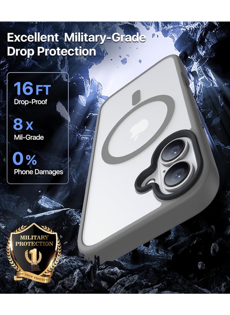 Denx - Magnetic Case for iPhone 16, Drop Tested Shockproof, Translucent Hard Back, Slim Case Cover, Compatible With MagSafe (Natural Titanium) - Image 1