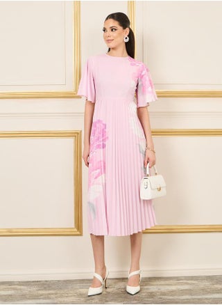 Styli Floral Print Pleated A-Line Midi Dress - pzsku/ZB88D2BF99DC62ACC955DZ/45/1750095871/e55fba1a-8809-4006-8603-2df2f8f694ce