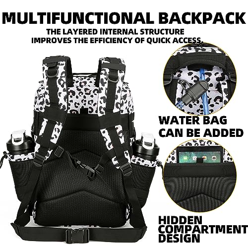 Lovelinks21 25L Tactical Backpack Military Tactical Backpack for Men and Women Small Assault Pack Outdoor Travel Hiking Camping Rucksack with Molle Webbing (White Leopard) - Image 4