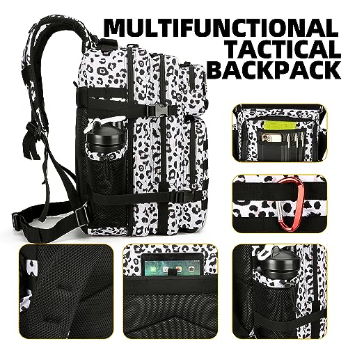 Lovelinks21 25L Tactical Backpack Military Tactical Backpack for Men and Women Small Assault Pack Outdoor Travel Hiking Camping Rucksack with Molle Webbing (White Leopard) - Image 5